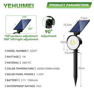 Lampe <span class=keywords><strong>solaire</strong></span> LED extérieure étanche pour jardin, pelouse, allée, éclairage paysager - Product Image 2