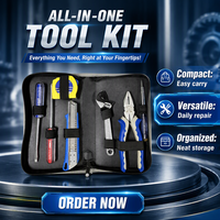 Nouvel ensemble d'outils de réparation domestique 8 pièces en acier Cr-V 2026 - Kit de bricolage multifonctionnel avec tournevis, pinces, clé à molette réglable et sac en toile