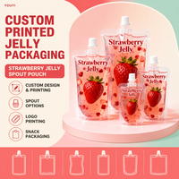 Pochettes à gelée imprimées sur mesure, sachets à bec verseur pour gelée de fraise, conception et impression personnalisées, emballage de snacks pour la vente au détail