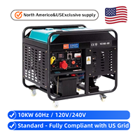 Groupe électrogène diesel portable triphasé 60Hz 10kW, démarrage 12V CC, type silencieux, ATS, protection contre le manque d'huile, alimentation de secours domestique