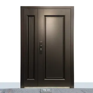一个高级安全简单的门设计锻铁钢门双铝条纹