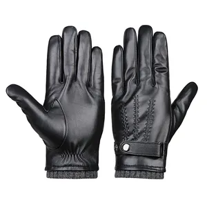 Winter Warm Touch Screen Windproof Waterproof Work Driving Rechargeable Battery Goat Skin Leather Gloves