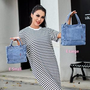 Vintage Denim <b>Tote</b> <b>Bag</b> for Women and Girls Single Strap <b>ZIP</b> Closure Portable Shoulder <b>Bag</b> - Product Image 2
