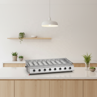 Barbecue industriel en acier inoxydable, brûleur en céramique, grill à brochettes sans fumée
