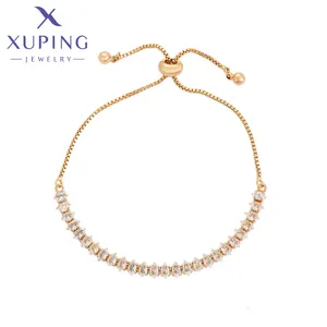 Xuping gelang zirkon wanita, perhiasan modis kepribadian 14K warna emas desain klasik sederhana lucu elegan