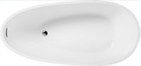 Baignoire autoportante moderne en acrylique blanc avec jupe intégrale et drain, écologique, taille grand format pour usage hôtelier