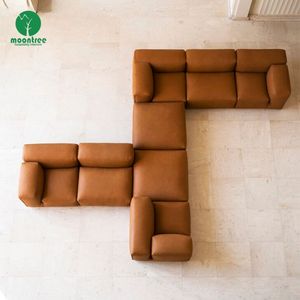 Moontree High End artigianale divano interno Villa di lusso soggiorno antico divano <span class=keywords><strong>in</strong></span> <span class=keywords><strong>pelle</strong></span> a forma di U - Product Image 3