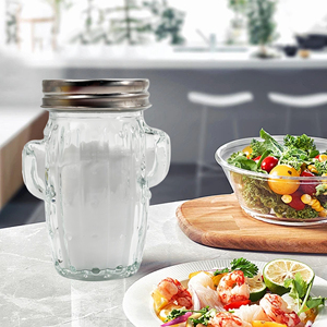 Pot à épices en verre et acier inoxydable de 90 ml, en forme de <span class=keywords><strong>cactus</strong></span>, écologique, pour décorations de Noël, stockage alimentaire, salière et poivrière - Product Image 4