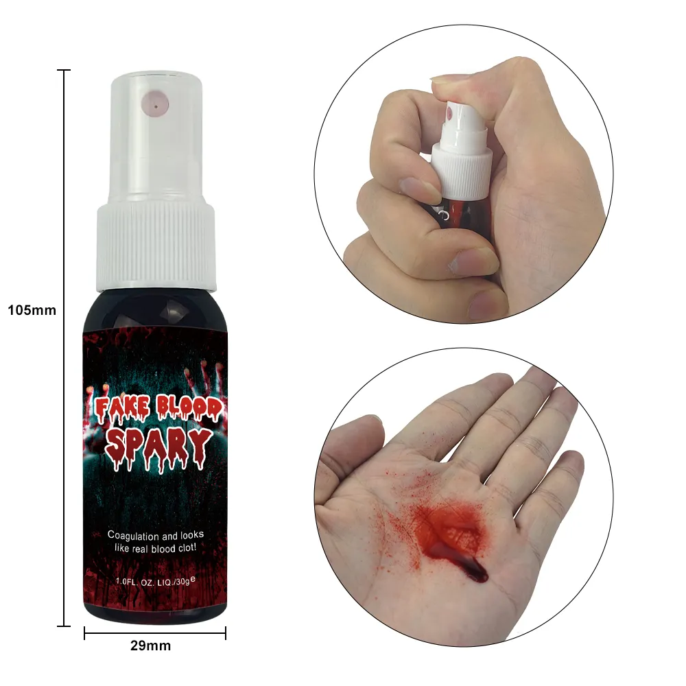 Rojo en un tubo Halloween para ojos Spray de sangre falsa