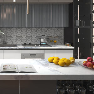 Estilo especial Color azul Encimera de cocina de alta calidad Losas de piedra grandes <span class=keywords><strong>Serie</strong></span> Statuario Piedra de cuarzo artificial - Product Image 4