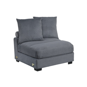 Set kursi aksen ruang tamu Modern, tanpa lengan krem korduroi dengan fitur rumbai bantal lembut kaki kayu apartemen Hotel - Product Image 1