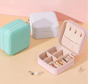 Wholesale Custom Logo Portable PU Jewelry Packaging Box <b>Ring</b> Earrings Necklace Display <b>Storage</b> case Jewelry Box with Mirror - Product Image 6