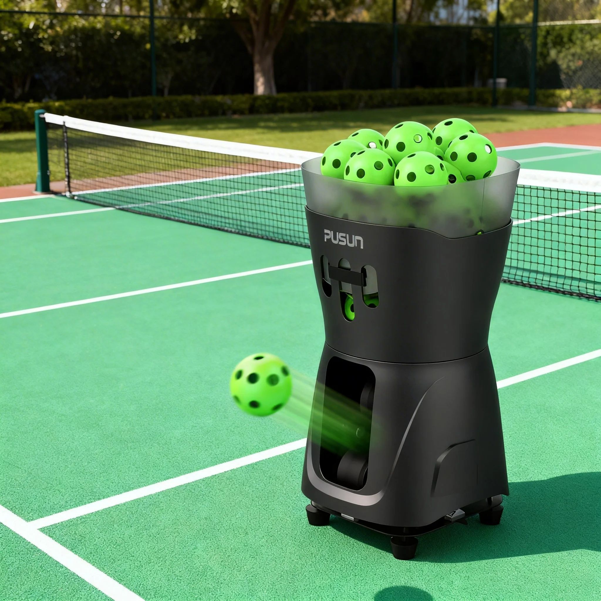 YUEWO Machine De Pickleball Machine À Balles De Tennis Réglable & Portable Lanceur De Pickleball avec Oscillation Automatique, 3 Angles &4 Vitesses CA/Piles Capacité De 26 Pickleballs