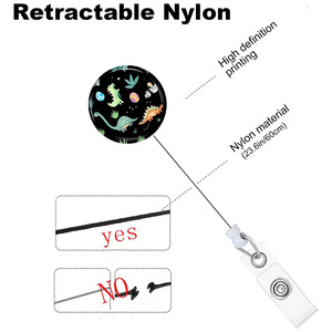 Round, retractable, easy-pull <b>buckle</b> dinosaur name tag/ID holder, anti-loss name tag/keychain, retractable carabiner - Product Image 4