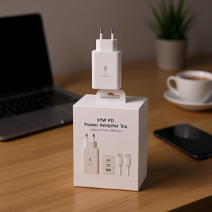 Adaptateur secteur PD 65W Trio USB C 2 ports USB A, charge rapide pour ordinateur portable, téléphone, tablette - Product Image 3