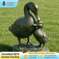 Statue de canard en bronze grandeur nature, sculptée à la main, style antique, pour la décoration de jardin, parc ou pelouse.