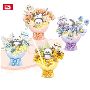 <span class=keywords><strong>Loz</strong></span> juegos de bloques de construcción DIY dibujos animados Panda ramo de flores ladrillos de construcción ensamblados modelo educativo juguetes novedad regalos presentes - Product Image 1