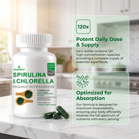 AegleWell OEM Capsules de Spiruline & Chlorelle Bio 100% Véganes Supergreens 120 Capsules Végétales pour l'Immunité et la Détox