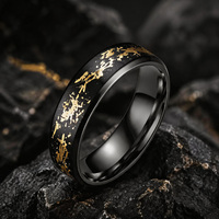 Bague de déclaration JLM vintage en acier titane avec incrustation feuille d'or et d'argent pour couples, hommes et femmes, pour mariage, fiançailles, anniversaire, cadeau bijou