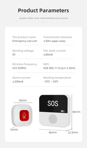 Dispositivo de Alerta Inalámbrico Tuya Smart Home para Cuidadores de Personas Mayores, Carga USB DC5V, Alerta de Caídas SOS, Llamada de Emergencia, Botón de Pánico, WiFi - Product Image 5