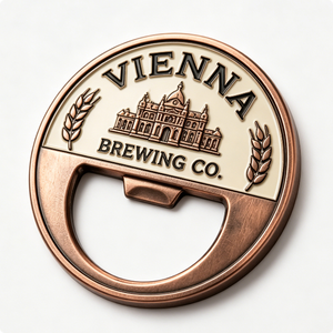 Vienna Brewing Co. Ouvre-bouteille circulaire en bronze, style antique, souvenir - Product Image 3
