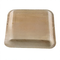 Assiettes carrées profondes jetables en bois classiques, durables et écologiques, avec support gravé, pour fêtes et usage extérieur, 9 x 9 pouces, sans BPA