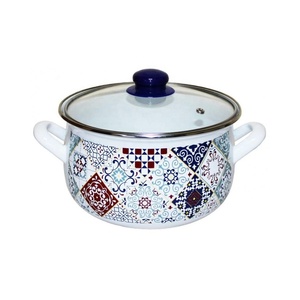 Beige crema muslimcina <span class=keywords><strong>Russia</strong></span> smalto a forma di pancia pentola cottura casseruola casseruola smaltata Ollas de Peltre - Product Image 5