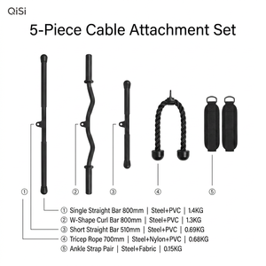 Juego de 5 Accesorios para Máquina de Cable, Barra Ergonómica para Polea Lateral, Juego de Agarres <span class=keywords><strong>en</strong></span> D para Remo y Entrenamiento de Fuerza de Espalda, Equipo de Gimnasio - Product Image 4