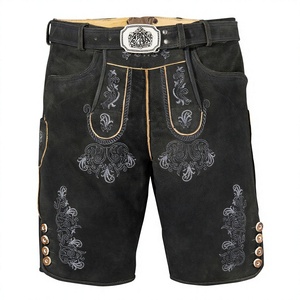 Lederhosen bavaroises pour hommes en daim de chèvre, de haute qualité, personnalisées, à motif uni brodé, vente en gros - Product Image 1