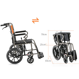 Silla de ruedas plegable portátil Fish Leap H056C de aleación de aluminio ligera, tipo empuje, para personas mayores - Product Image 2