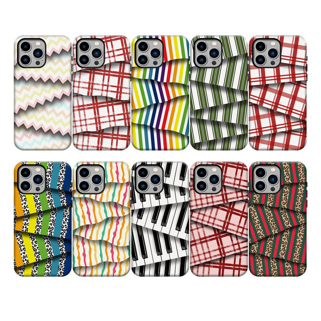 2-in-1 Detachable Sublimation Plaid Stripes Phone Case for iPhone 16 Mobile Phone Cases 17 AIR