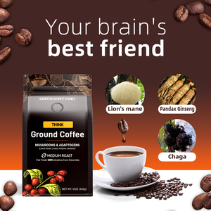 QINSHANTANG Etiqueta privada Medio Tostado Granos de café <span class=keywords><strong>colombiano</strong></span> Leones Mane Chaga Ganoderma Lucidum Hongo Café <span class=keywords><strong>molido</strong></span> - Product Image 2