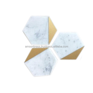 Dessous de verre décoratifs résistants à la chaleur Dessous de verre en marbre massif Table de dessous de verre carrée en marbre et bois durables - Product Image 6