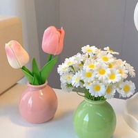 Fleurs artificielles en soie Tulipe et Marguerite, toucher hydratant, luxe léger, décoration haut de gamme pour la maison, table à manger, bureau, arrangement floral