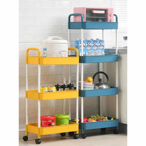 OEM couleurs 3 niveaux chariot utilitaire roulant cuisine salle de bain rangement organisateur chariot en plastique chariot avec roues - Product Image 1