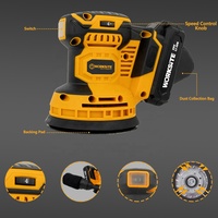 WORKSITE-Minilijadora Orbital personalizada de 20V, herramienta de lijado de yeso para suelo, cepillo de madera de 125mm, inalámbrica de 5 pulgadas