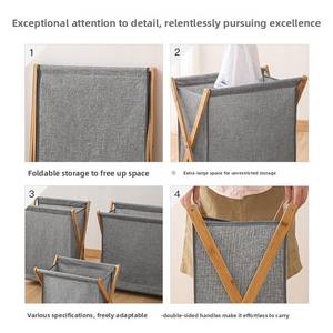 Borse portaoggetti pieghevoli in legno all'ingrosso, grandi, autoportanti, ecologiche, durevoli, sostenibili, moderne, per organizzare il bucato sporco - Product Image 3