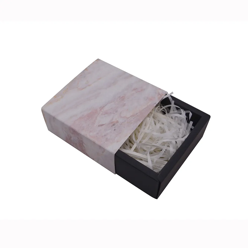 Custom logo printing marble Promotional Embossed White Matches Sleeve Sliding kraft paper Folding Sliding Drawer Box Packaging