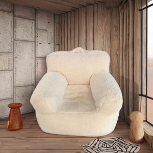 Contemporary Japanese-Style Single Big Fluffy Polystyrene Beads <strong>Filled</strong> <strong>Beanbag</strong> Living Room Sofa Removable Cover Velvet Fabric - Product Image 3