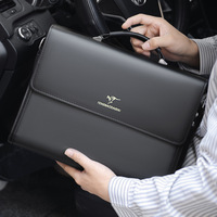Maletín para hombre, bolso de hombro para negocios, estilo horizontal de PU, resistente al desgaste, para reuniones, viajes, trabajo, con múltiples compartimentos, de alta capacidad