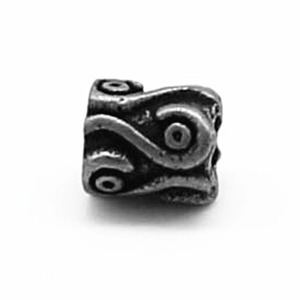 Cuentas espaciadoras negras con patrón vintage Yunnique de 5.0-4.0 mm, cilíndricas de acero inoxidable para la fabricación de pulseras - Product Image 2