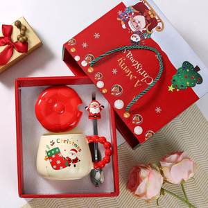 FX Christmas Gift Mug Gift <b>Set</b> Creative Santa Claus Cartoon Christmas <b>Bone</b> <b>China</b> Mug High-Temperature Resistant Gift with Lid - Product Image 5