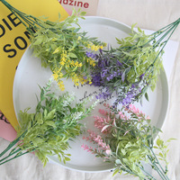Zhuoou hiasan tengah meja bunga Lavender, buket bunga artifisial pernikahan pot tanaman pot plastik palsu