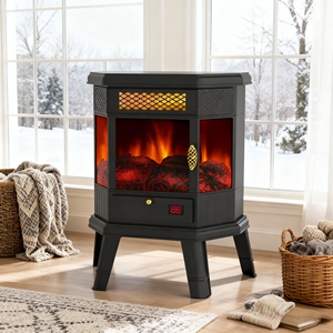 Chauffage d'appoint infrarouge électrique portable sur pied, support TV, fonctionnement en anglais, pour usage domestique et hôtelier, prise US, matériau métallique - Product Image 3