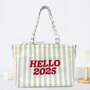 Wholesale Stripe Reusable Gift Travel Capacity Classic Students Shopping Custom Printed Logo Women's Large Canvas <b>Tote</b> - Product Image 1