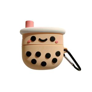 Estuche de silicona con diseño de dibujos animados para AirPods 1, 2 y 3, con llaveros y dijes de té de burbujas - Product Image 6