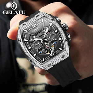 Montre mécanique automatique Gelatu 6016 pour homme, cadran squelette diamanté, tourbillon, en acier inoxydable, étanche 5 ATM, 2026 - Product Image 3