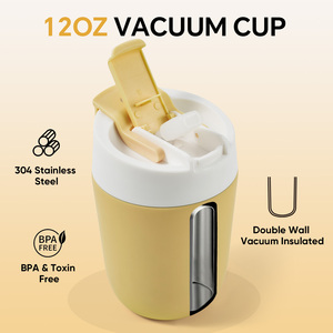 Tasse à café isotherme à double paroi de 12 oz en acier inoxydable 304, avec couvercle rabattable 2-en-1, anti-fuite, sans BPA, pour le bureau - Product Image 6