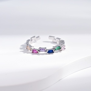 custom plata 925 sterling Silver Turquoise Gemstone <b>Ring</b> Channel Setting <b>cheap</b> stacked colorful zircon 18k gold <b>rings</b> for girls - Product Image 3