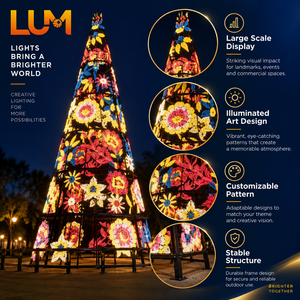 <span class=keywords><strong>Árbol</strong></span> <span class=keywords><strong>de</strong></span> <span class=keywords><strong>Navidad</strong></span> Cónico Floral <span class=keywords><strong>de</strong></span> 10m <span class=keywords><strong>de</strong></span> Altura <span class=keywords><strong>con</strong></span> <span class=keywords><strong>Luces</strong></span> <span class=keywords><strong>LED</strong></span> y Marco <span class=keywords><strong>de</strong></span> Aluminio Pintado para Decoración Navideña Luming Lighting - Product Image 4